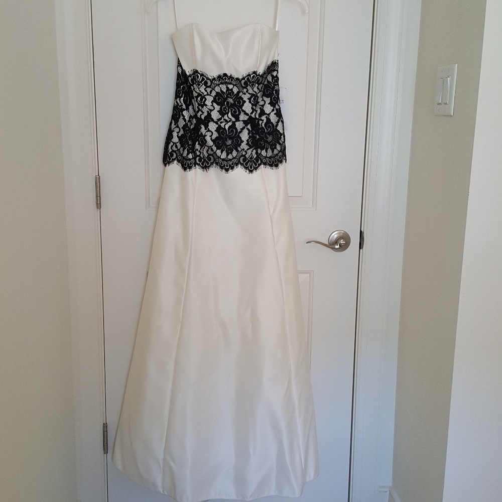 Jessica McClintock formal dress black lace 6 NWT